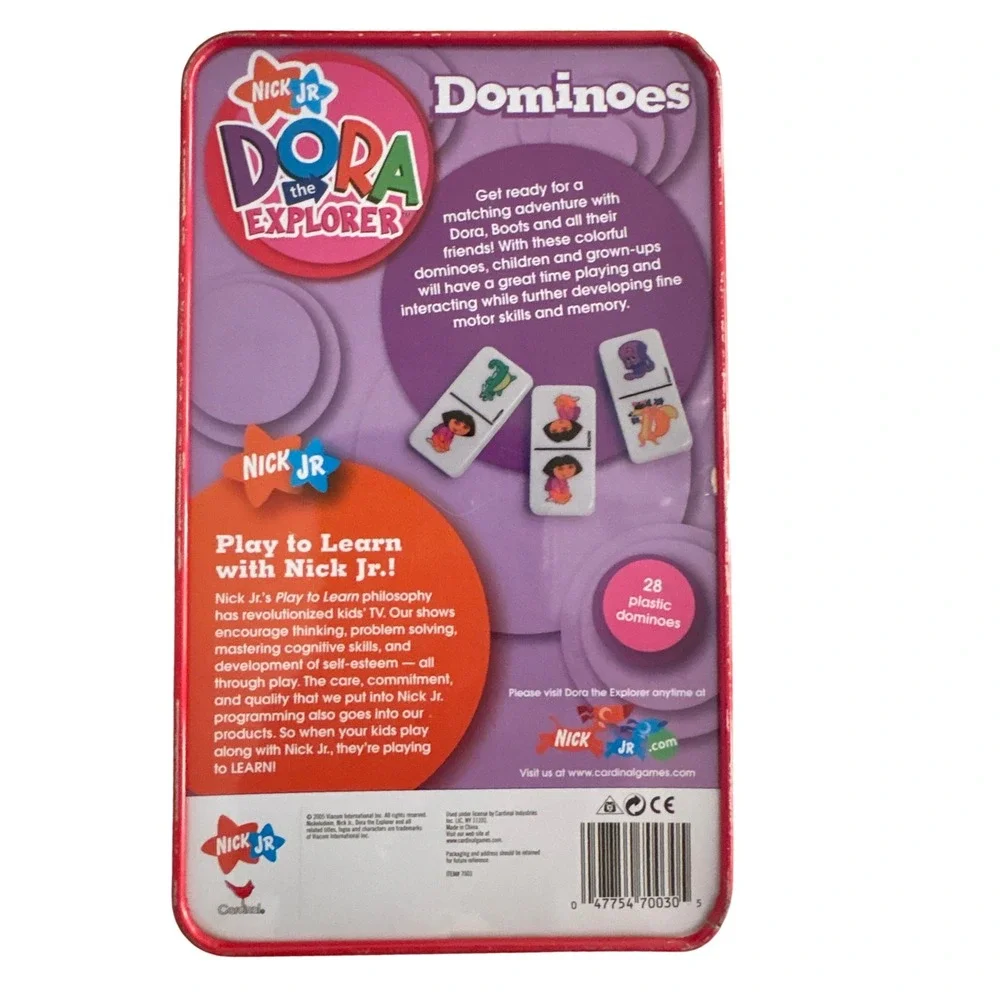 Nick Jr Dora the Explorer Dominoes 26 Piece Plastic Set‎ in Collector Tin 2005
